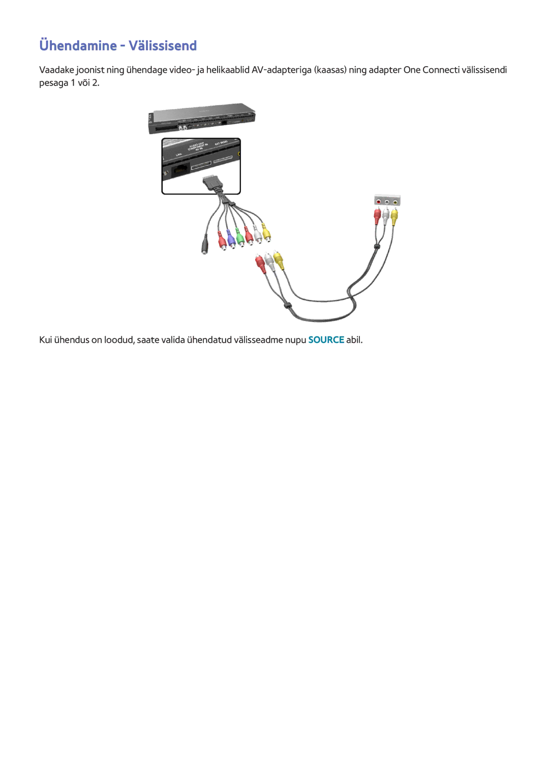 Samsung UE78HU8500TXXH, UE55HU8500TXXH, UE65HU8500TXXH manual Ühendamine Välissisend 