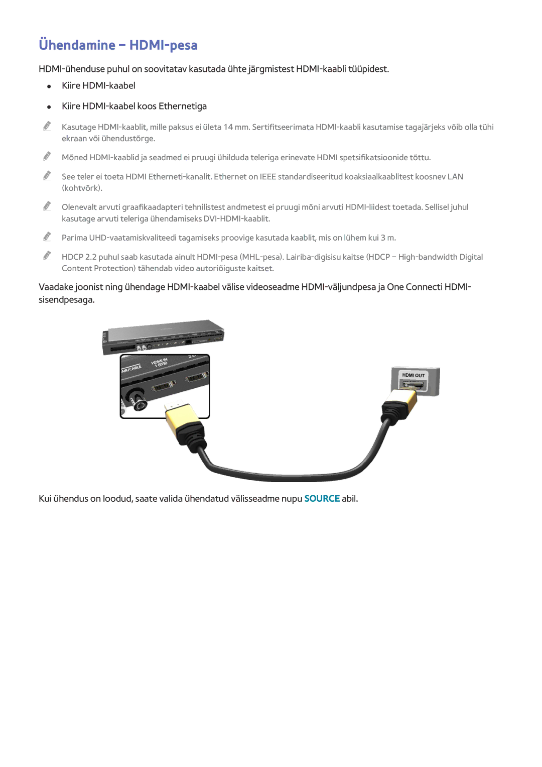 Samsung UE78HU8500TXXH, UE55HU8500TXXH, UE65HU8500TXXH manual Ühendamine HDMI-pesa 