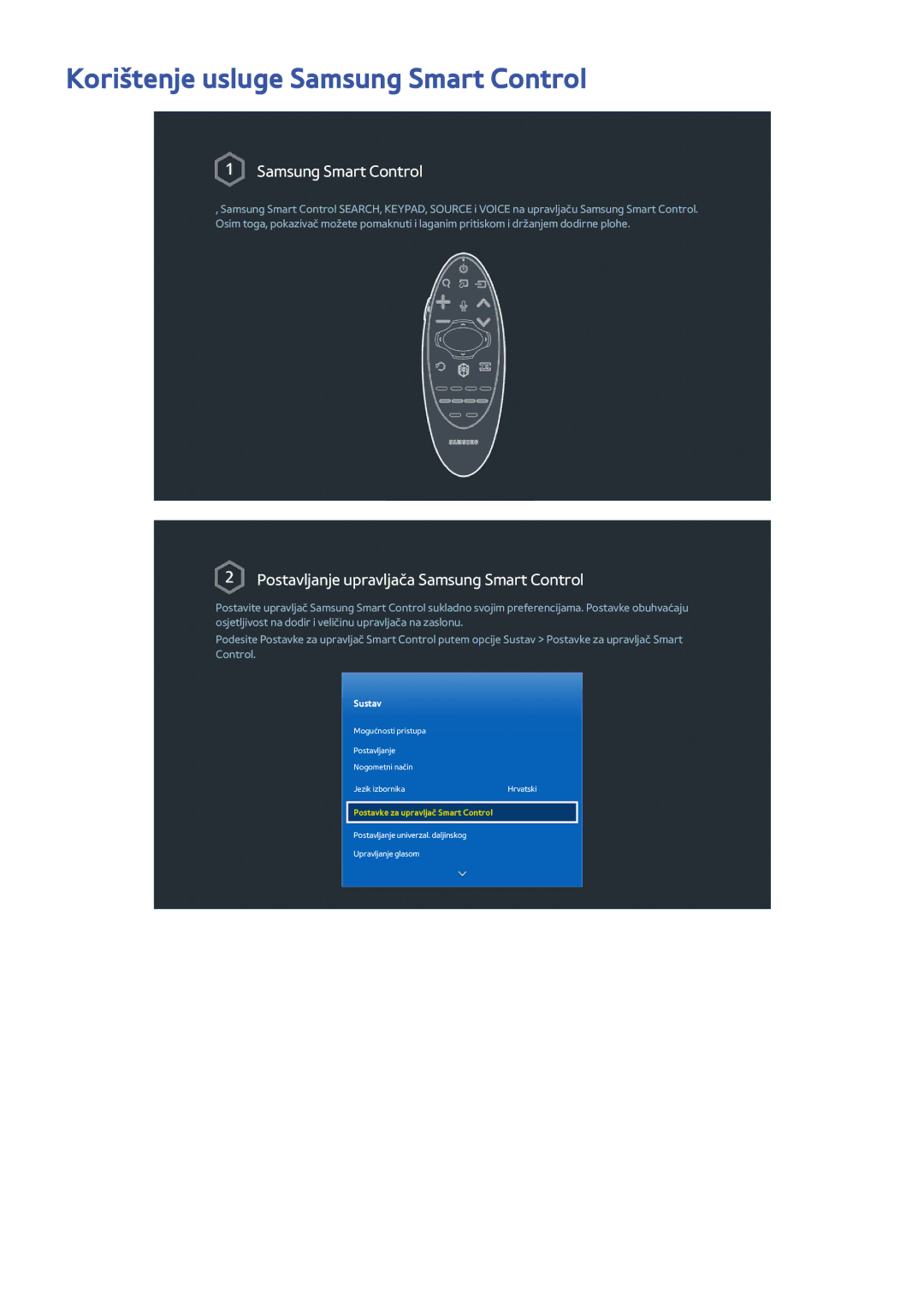 Samsung UE55HU8500TXXH, UE78HU8500TXXH, UE65HU8500TXXH manual Korištenje usluge Samsung Smart Control 