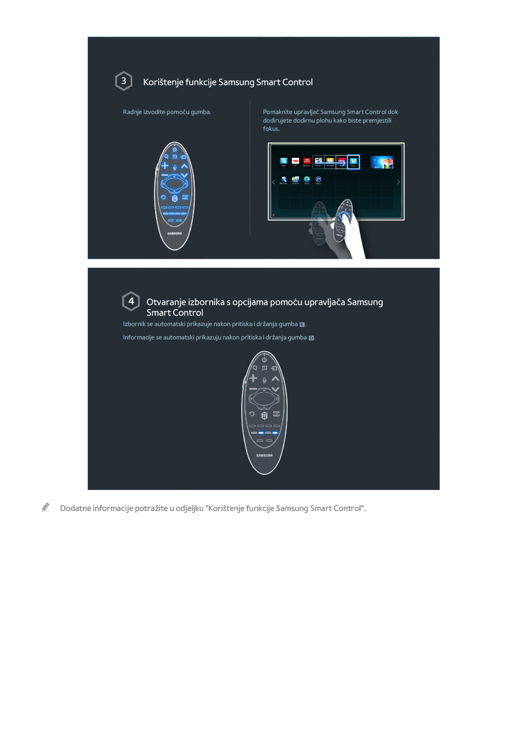 Samsung UE78HU8500TXXH, UE55HU8500TXXH, UE65HU8500TXXH manual Korištenje funkcije Samsung Smart Control 