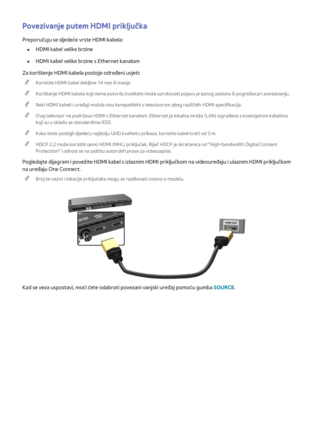 Samsung UE65HU8500TXXH, UE55HU8500TXXH, UE78HU8500TXXH manual Povezivanje putem Hdmi priključka 