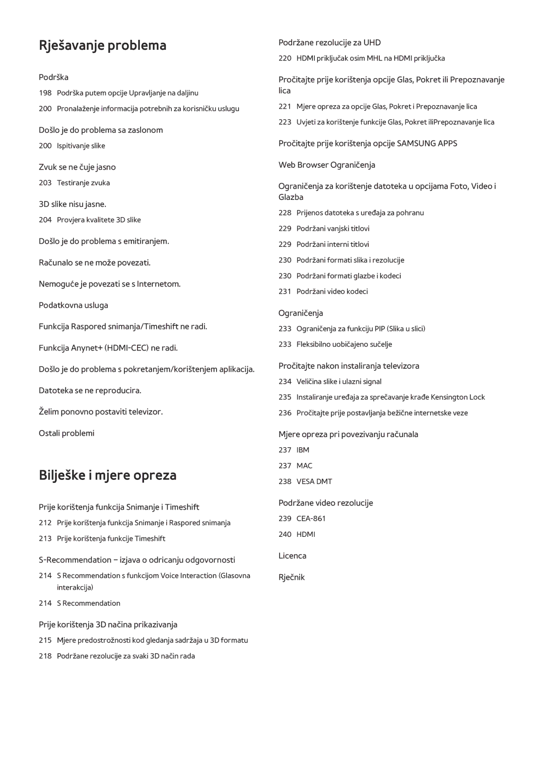 Samsung UE55HU8500TXXH, UE78HU8500TXXH, UE65HU8500TXXH manual Rješavanje problema 