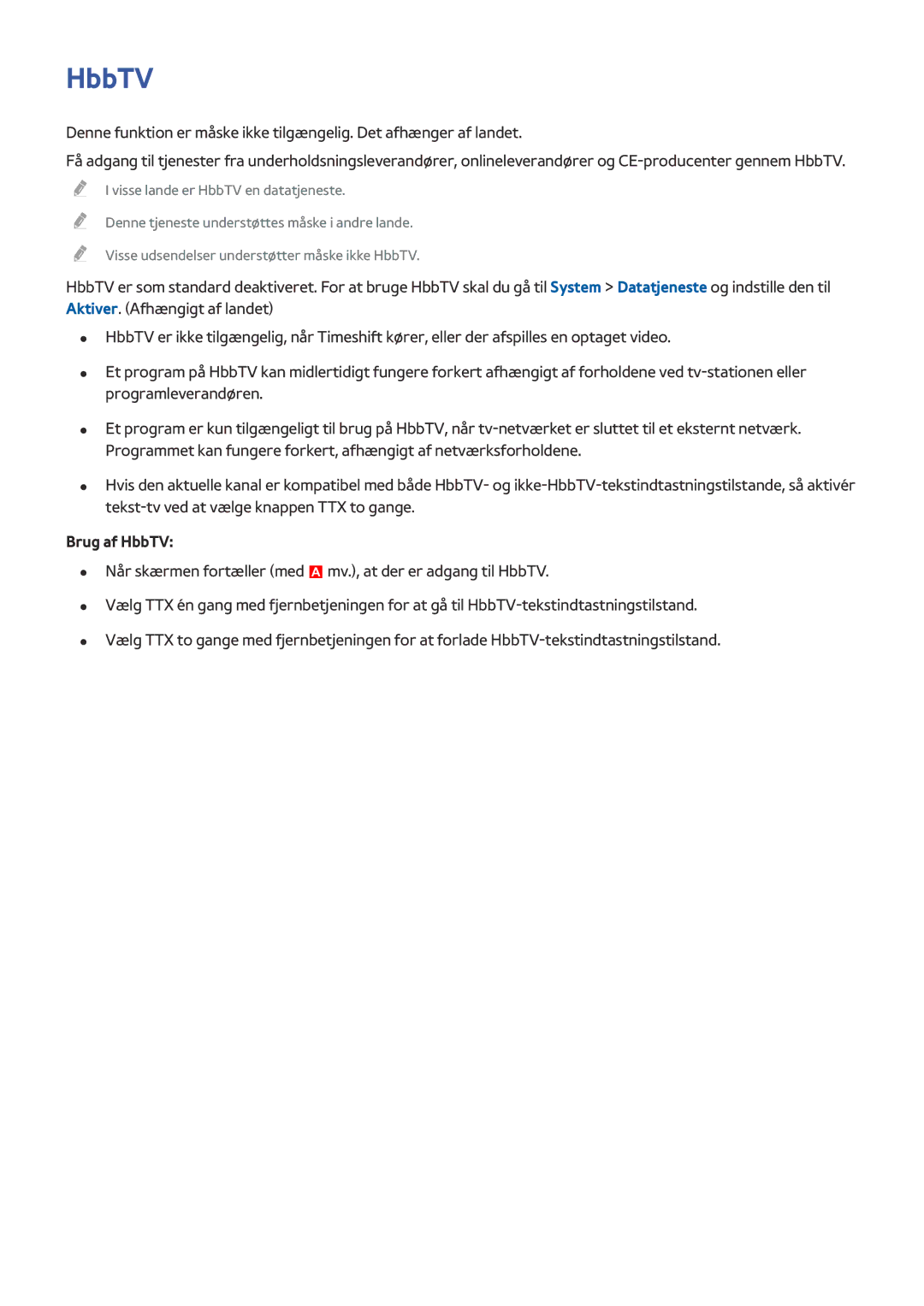 Samsung UE78HU8505QXXE, UE55HU8505QXXE, UE65HU8505QXXE manual Brug af HbbTV 