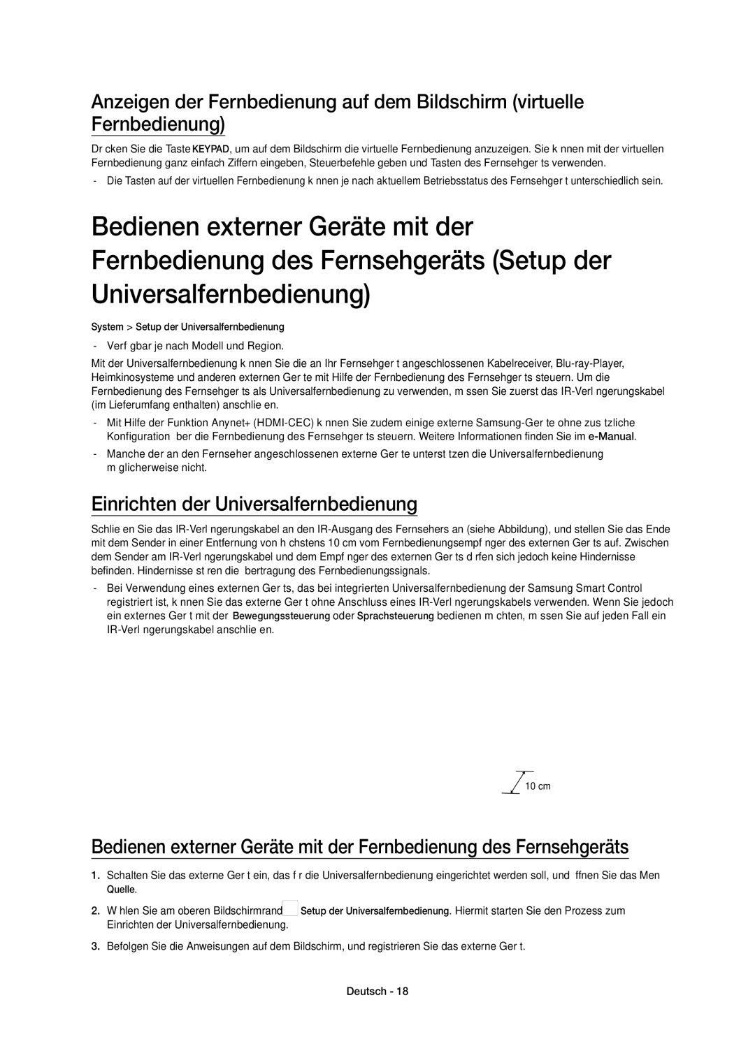 Samsung UE55HU8590VXZG, UE65HU8590VXZG manual Einrichten der Universalfernbedienung 