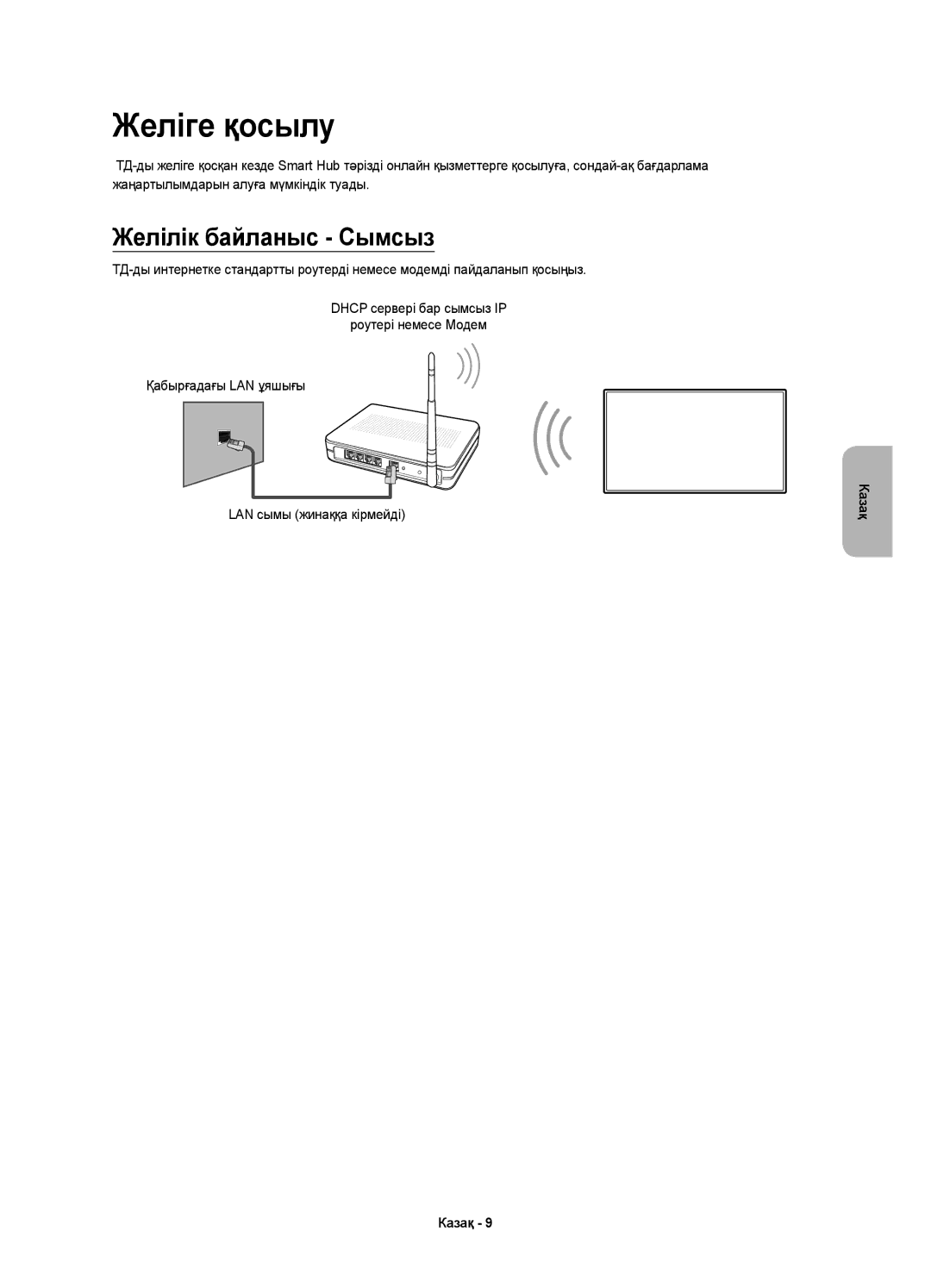 Samsung UE65HU9000TXUZ, UE55HU9000TXUZ, UE78HU9000TXRU, UE78HU9000TXUZ, UE55HU9000TXRU Желіге қосылу, Желілік байланыс Сымсыз 