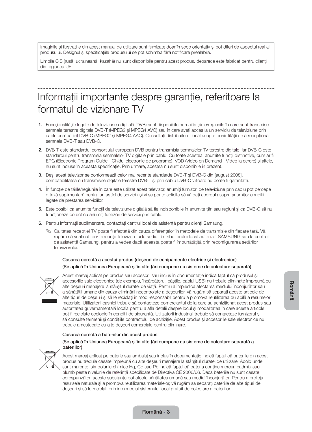 Samsung UE55J6100AWXBT, UE55J6100AWXZF, UE50J6100AWXZF, UE60J6100AWXBT, UE50J6100AWXBT, UE55J6100AWXXN, UE60J6100AWXXN Română 