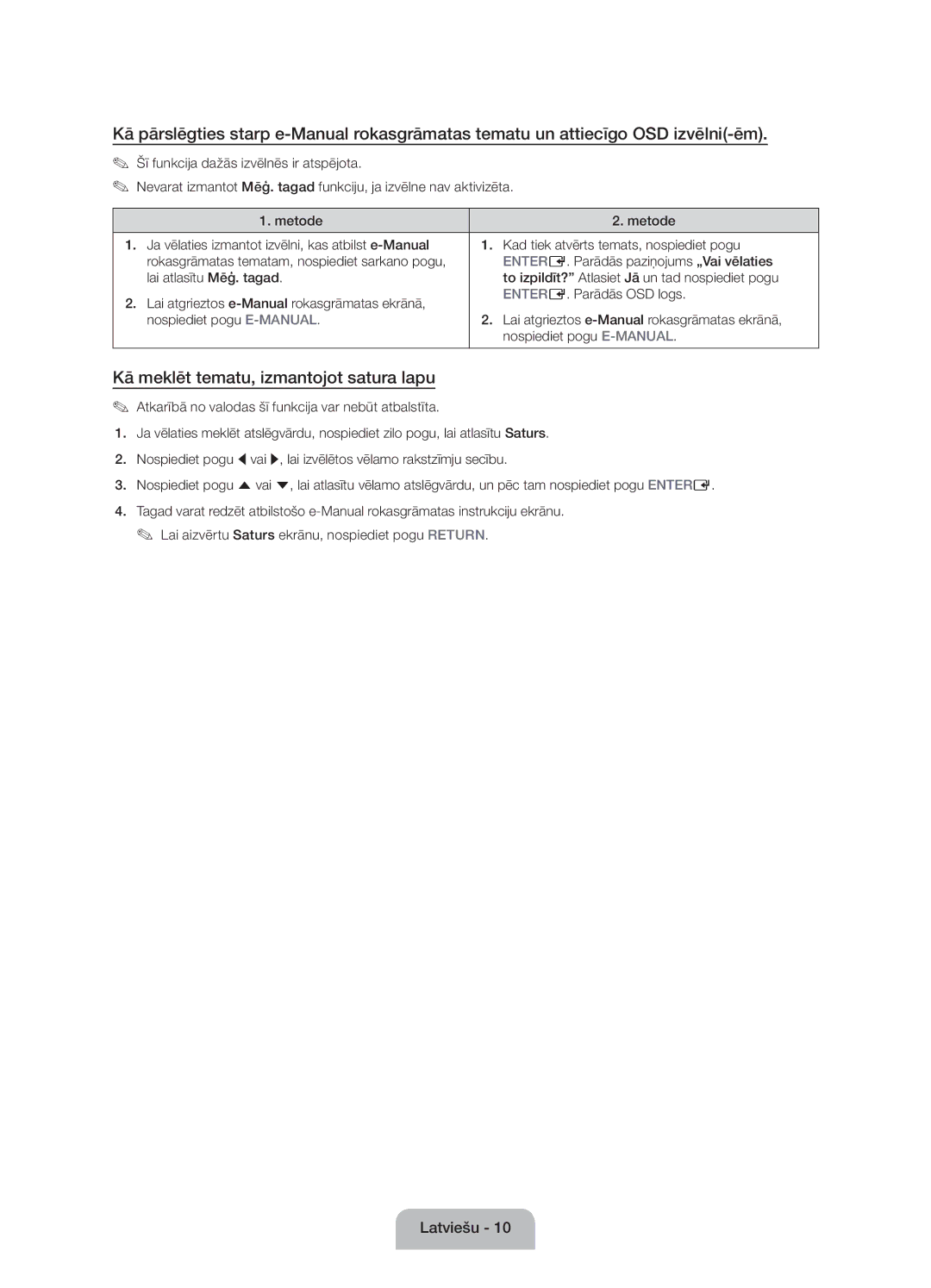 Samsung UE60J6100AWXBT, UE55J6100AWXZF, UE50J6100AWXZF, UE55J6100AWXBT manual Kā meklēt tematu, izmantojot satura lapu 