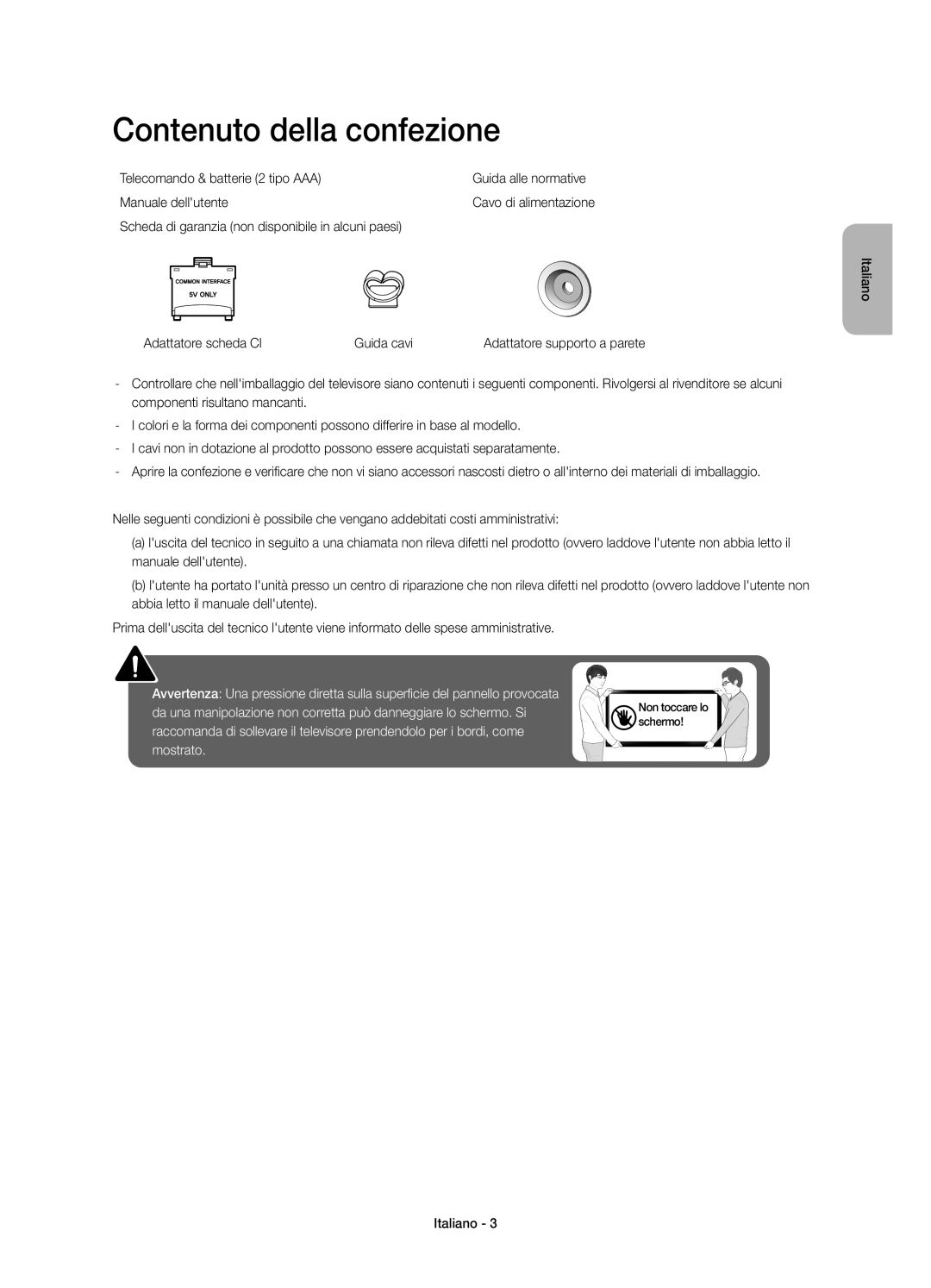 Samsung UE48J6300AKXZT, UE55J6300AKXXC Contenuto della confezione, Telecomando & batterie 2 tipo AAA, Manuale dellutente 