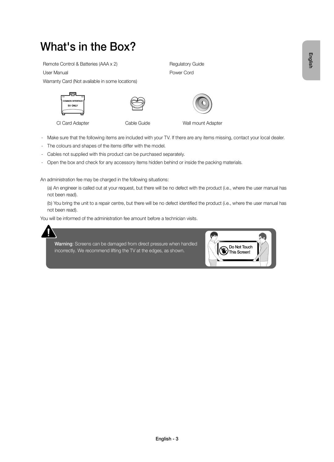 Samsung UE40J6300AKXZT, UE55J6300AKXXC, UE48J6300AKXXC manual Whats in the Box?, Remote Control & Batteries AAA x, Power Cord 