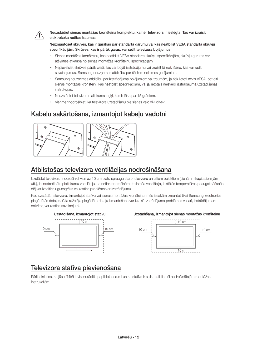 Samsung UE55JS8002TXXH, UE55JS8000LXXH, UE55JS8000LXXN manual Televizora statīva pievienošana 