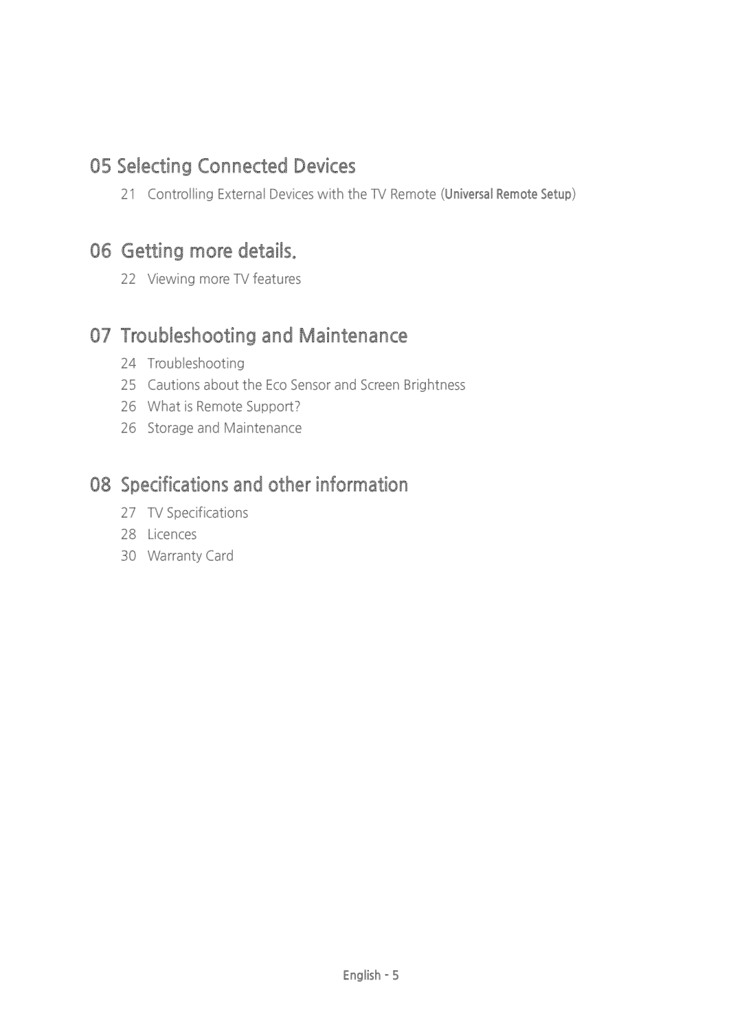 Samsung UE55JS8000TXZF, UE55JS8000TXZT Selecting Connected Devices, Getting more details, Troubleshooting and Maintenance 