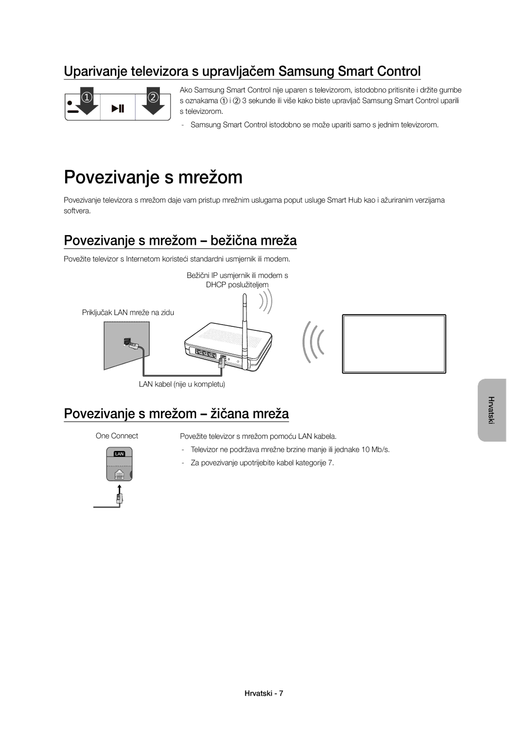 Samsung UE48JS9000LXXN, UE55JS9000LXXH Povezivanje s mrežom, Uparivanje televizora s upravljačem Samsung Smart Control 