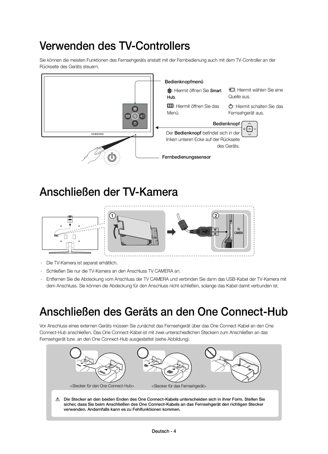 Samsung UE55JS9000TXTK, UE55JS9000LXXH, UE65JS9000LXXH Verwenden des TV-Controllers, Anschließen der TV-Kamera, Quelle aus 