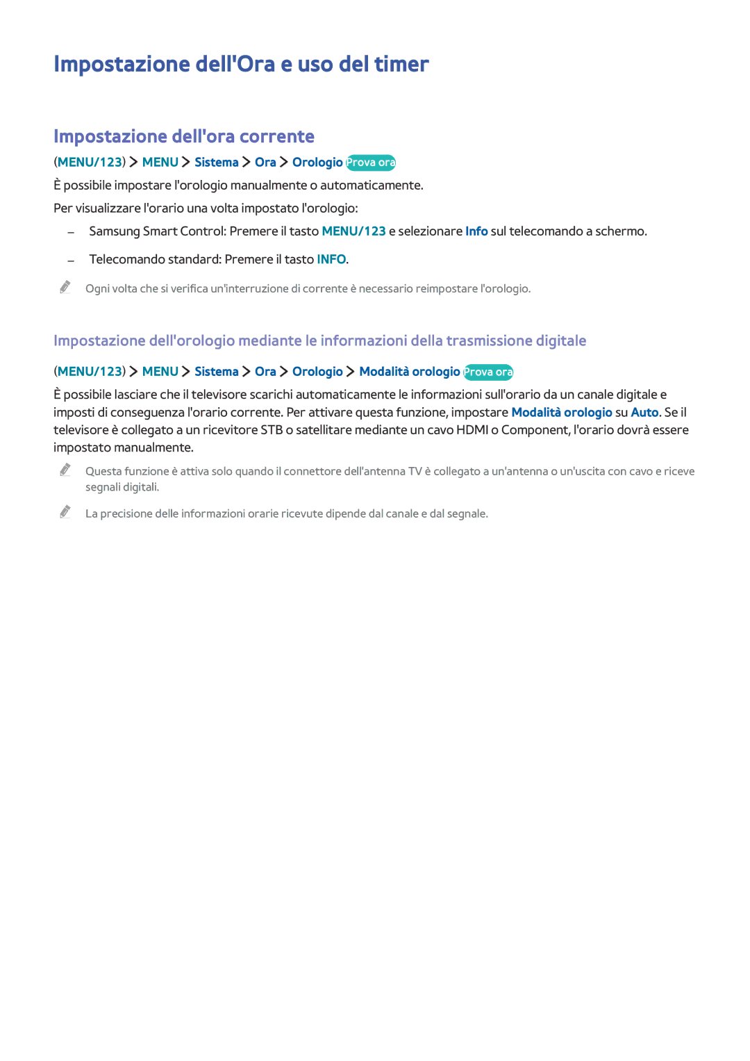 Samsung UA65JS9000KXSK, UE55JS9090QXZG, UE55JS9000LXXH Impostazione dellOra e uso del timer, Impostazione dellora corrente 