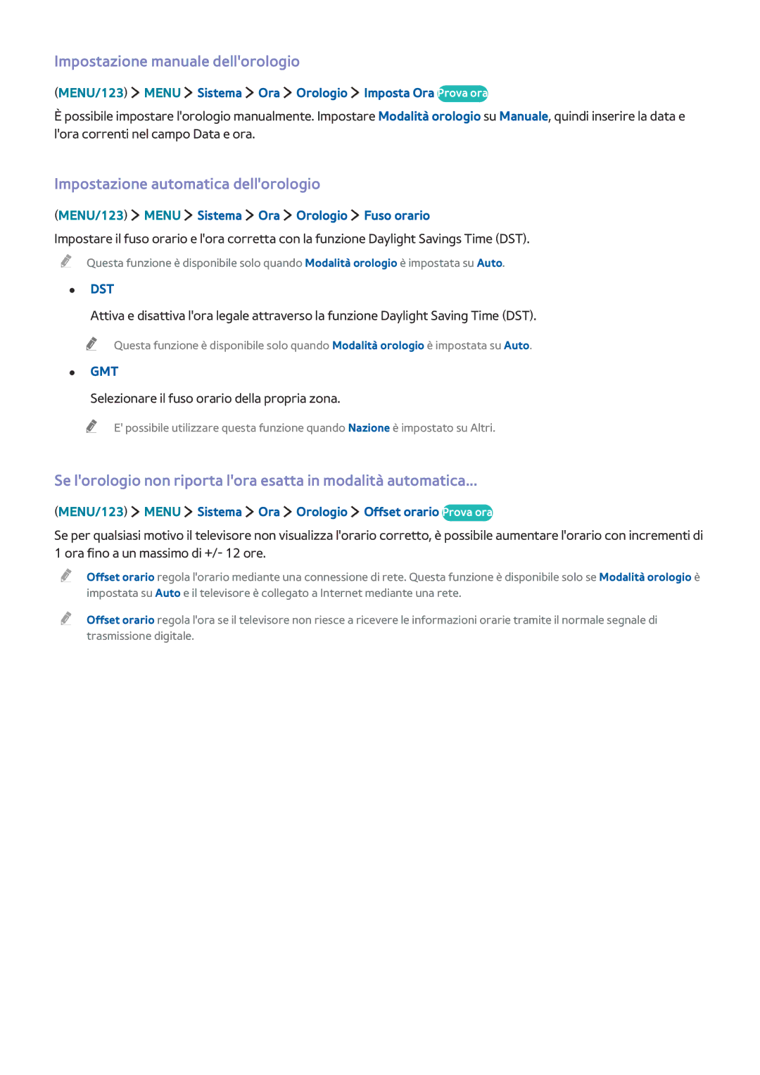 Samsung UE48JS9000TXZT, UE55JS9090QXZG Impostazione manuale dellorologio, Impostazione automatica dellorologio 