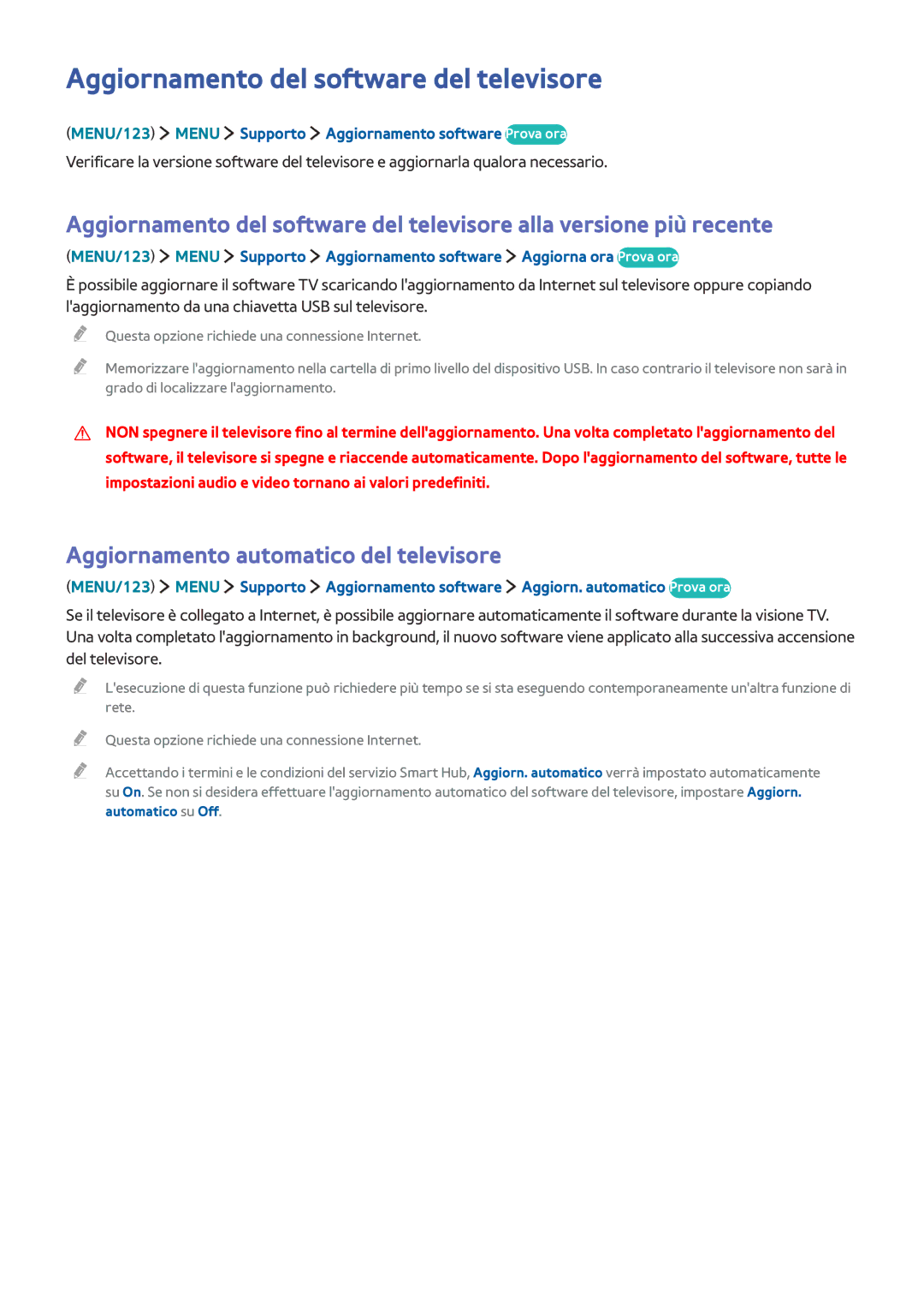 Samsung UE65JS9500LXXN, UE55JS9090QXZG Aggiornamento del software del televisore, Aggiornamento automatico del televisore 