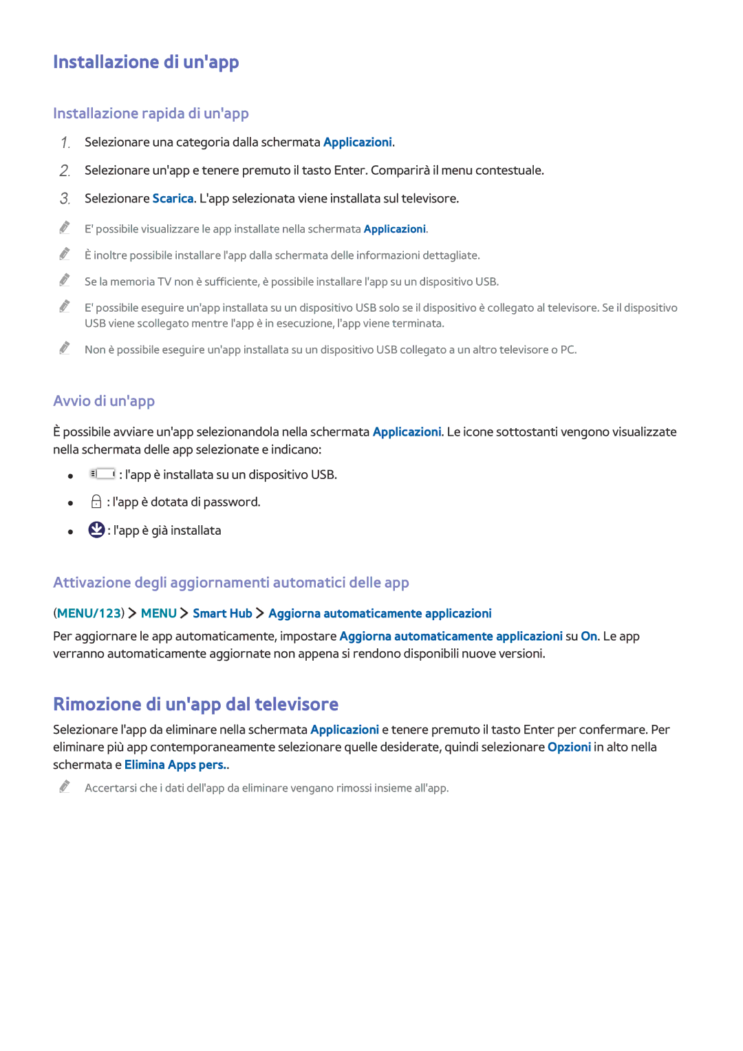 Samsung UE55JS9000TXZT manual Installazione di unapp, Rimozione di unapp dal televisore, Installazione rapida di unapp 