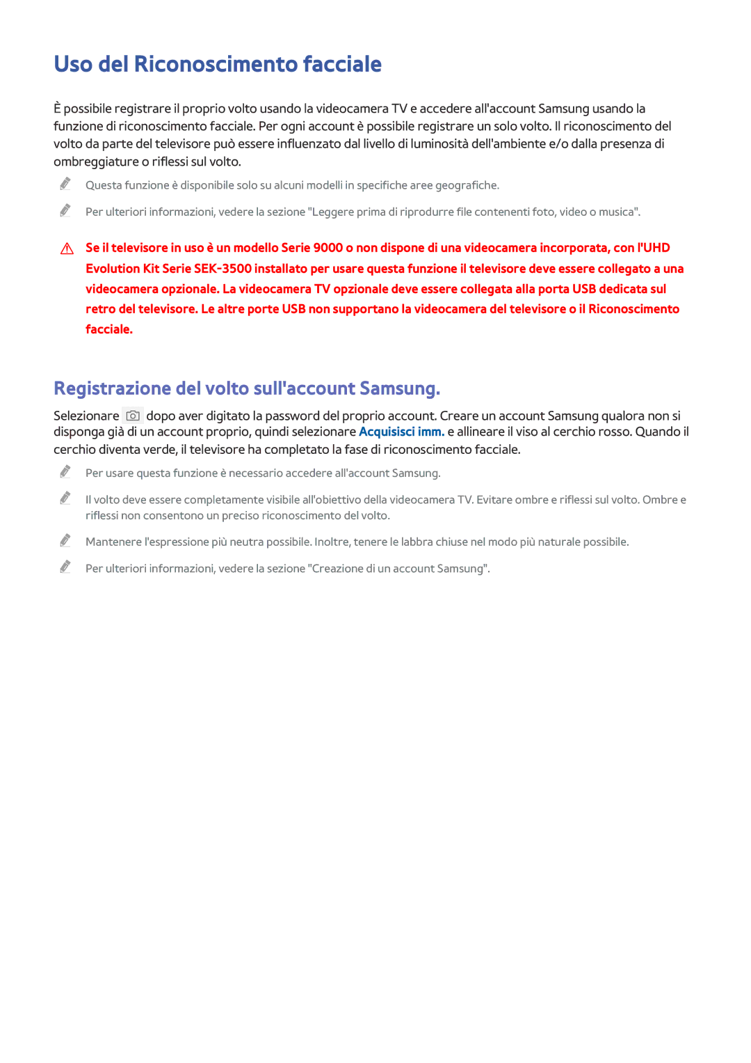 Samsung UE48JS9000LXXH, UE55JS9090QXZG manual Uso del Riconoscimento facciale, Registrazione del volto sullaccount Samsung 