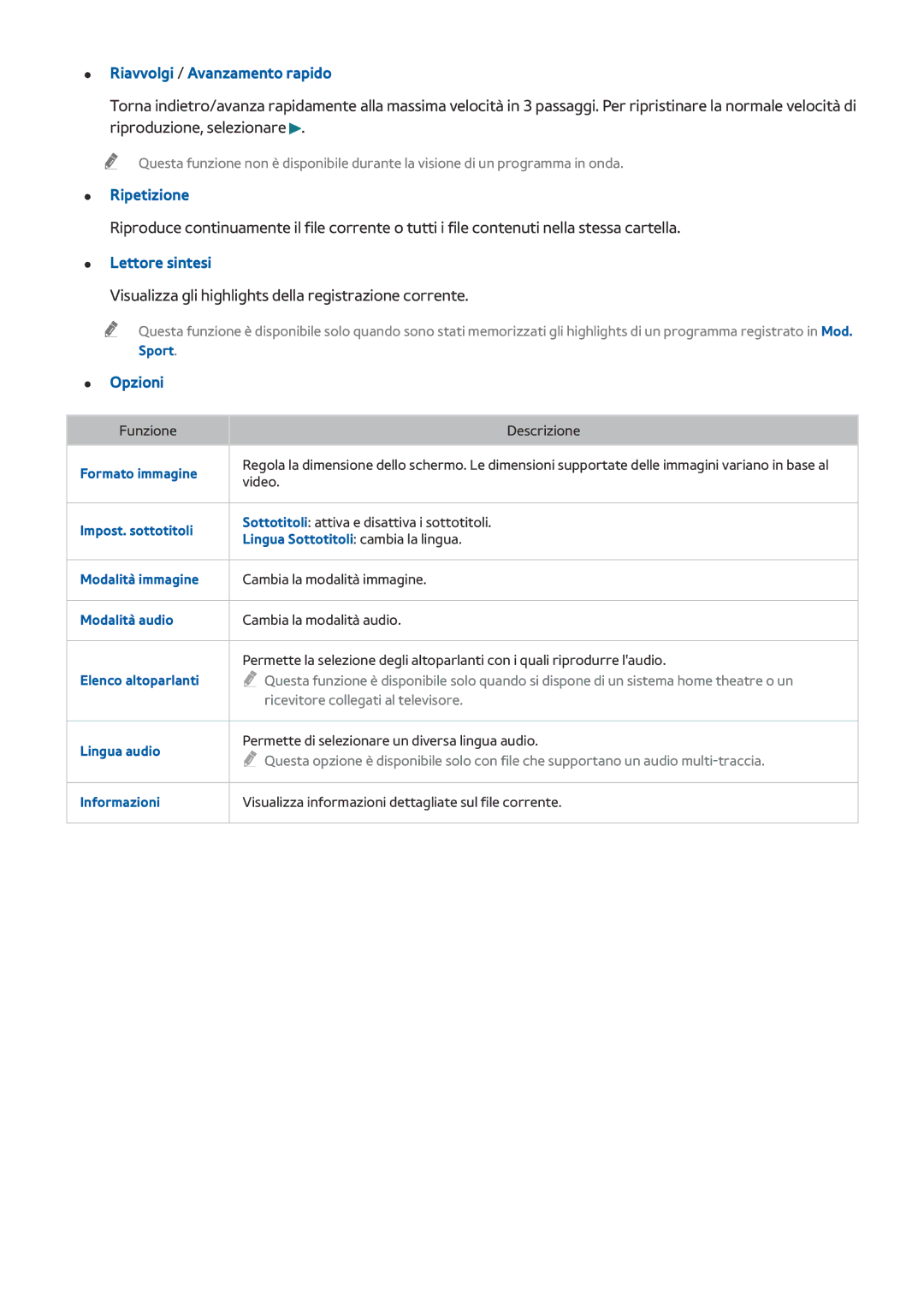 Samsung UE55JS9000TXZT manual Lettore sintesi, Visualizza gli highlights della registrazione corrente, Impost. sottotitoli 