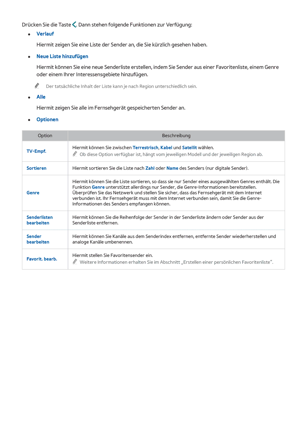 Samsung UE65JS9080QXZG, UE55JS9090QXZG, UE78JS9590QXZG, UE65JS9590QXZG, UE55JS9000LXXH Verlauf, Neue Liste hinzufügen, Alle 