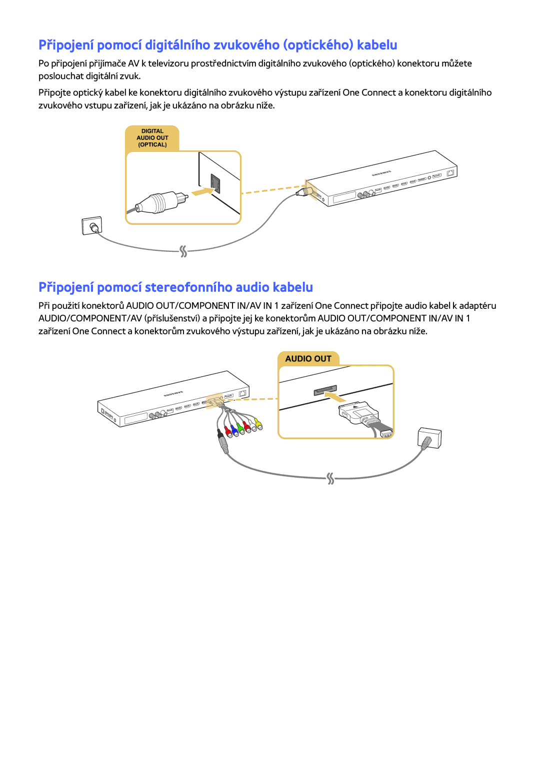 Samsung UE65JS9500LXXN, UE55JS9090QXZG, UE78JS9590QXZG, UE82S9WAQXZG Připojení pomocí digitálního zvukového optického kabelu 