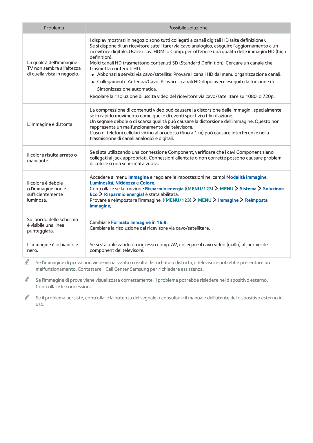 Samsung UE48JU7000LXXN, UE55JU6400WXXH Luminosità, Nitidezza e Colore Menu Sistema Soluzione, Eco, Menu Immagine Reimposta 