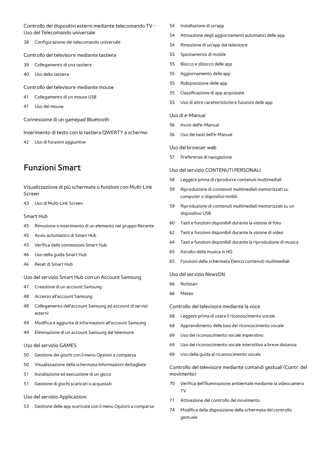 Samsung UE65JS8500LXXH, UE55JU6400WXXH, UE50JU6800WXXH, UE65JU7500LXXH, UE55JU6050UXZG, UE48JU6430UXZG manual Funzioni Smart 