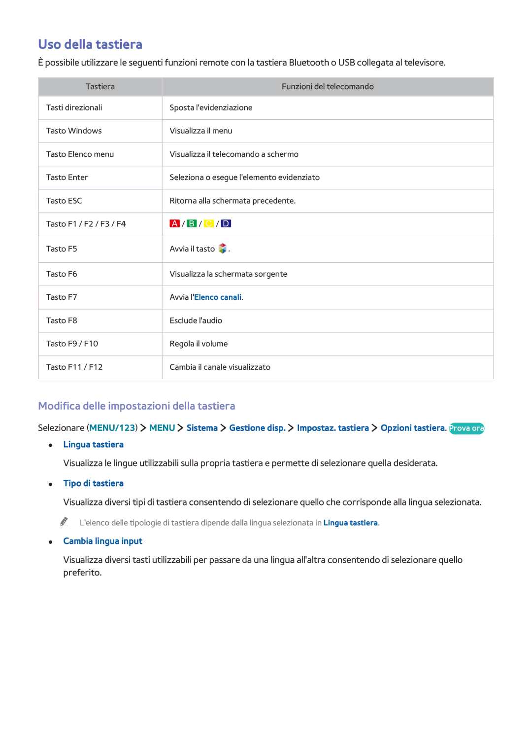 Samsung UE50JU6400KXZT, UE55JU6400WXXH Uso della tastiera, Modifica delle impostazioni della tastiera, Tipo di tastiera 