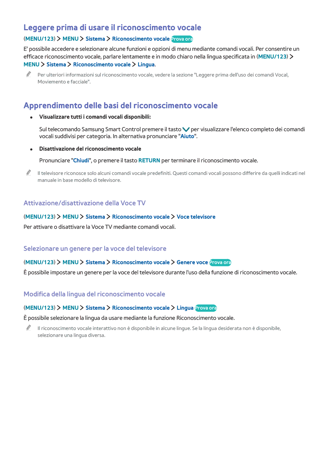 Samsung UE40JU6410SXXN Leggere prima di usare il riconoscimento vocale, Apprendimento delle basi del riconoscimento vocale 