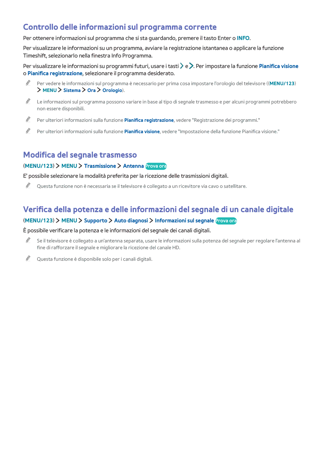 Samsung UE65JS8500LXXH, UE55JU6400WXXH Controllo delle informazioni sul programma corrente, Modifica del segnale trasmesso 