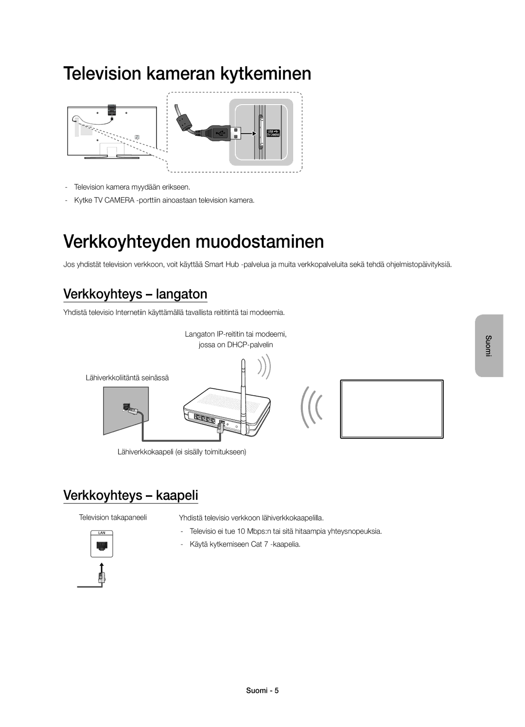 Samsung UE40JU6475UXXE, UE55JU6415UXXE Television kameran kytkeminen, Verkkoyhteyden muodostaminen, Verkkoyhteys langaton 