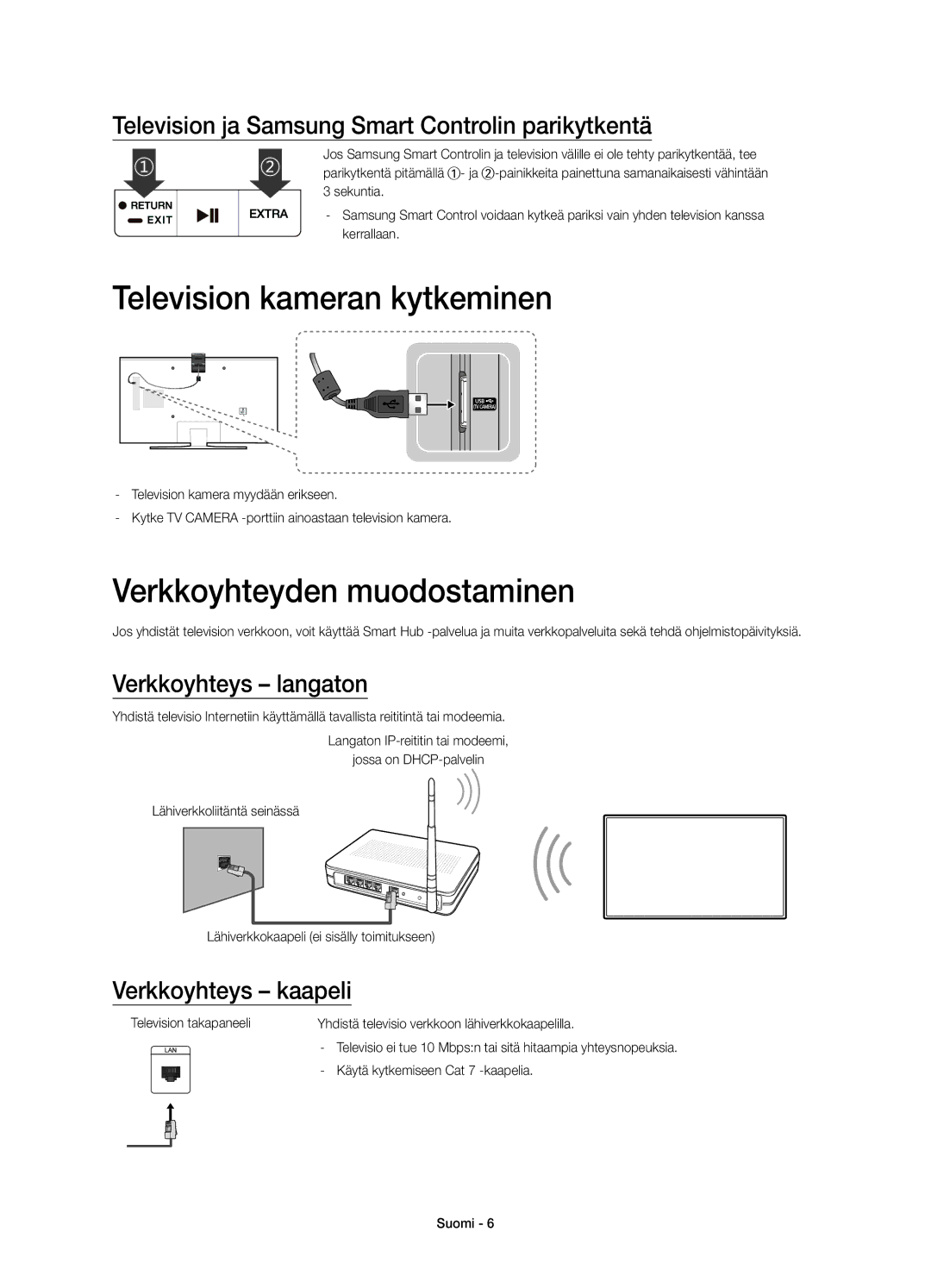 Samsung UE55JU6655UXXE, UE55JU6745UXXE Television kameran kytkeminen, Verkkoyhteyden muodostaminen, Verkkoyhteys langaton 