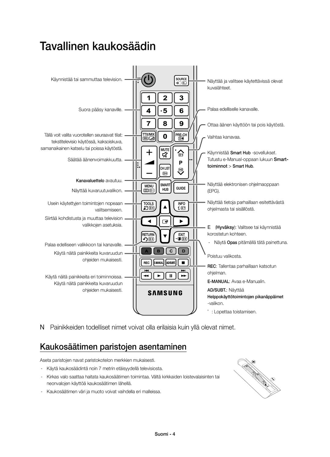 Samsung UE55JU7005TXXE, UE75JU7005TXXE manual Palaa edelliseen valikkoon tai kanavalle, Ohjeiden mukaisesti, Ohjelman 