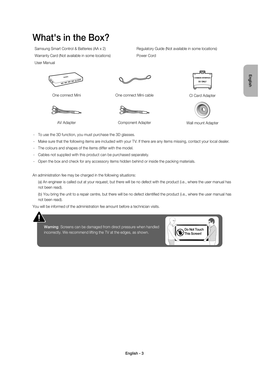 Samsung UE78JU7500UXRU, UE55JU7500UXRU manual Whats in the Box?, Regulatory Guide Not available in some locations Power Cord 