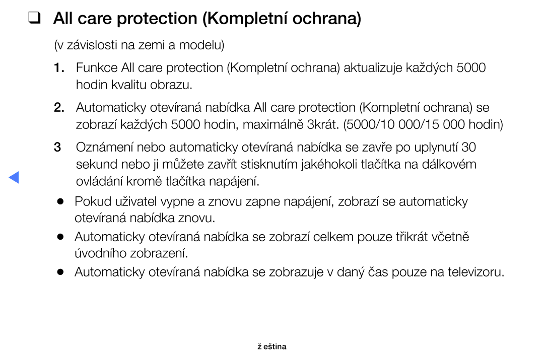 Samsung UE55K5102AKXBT, UE32K4102AKXBT, UE40K5102AKXBT, UE32K5102AKXBT, UE49K5102AKXBT All care protection Kompletní ochrana 