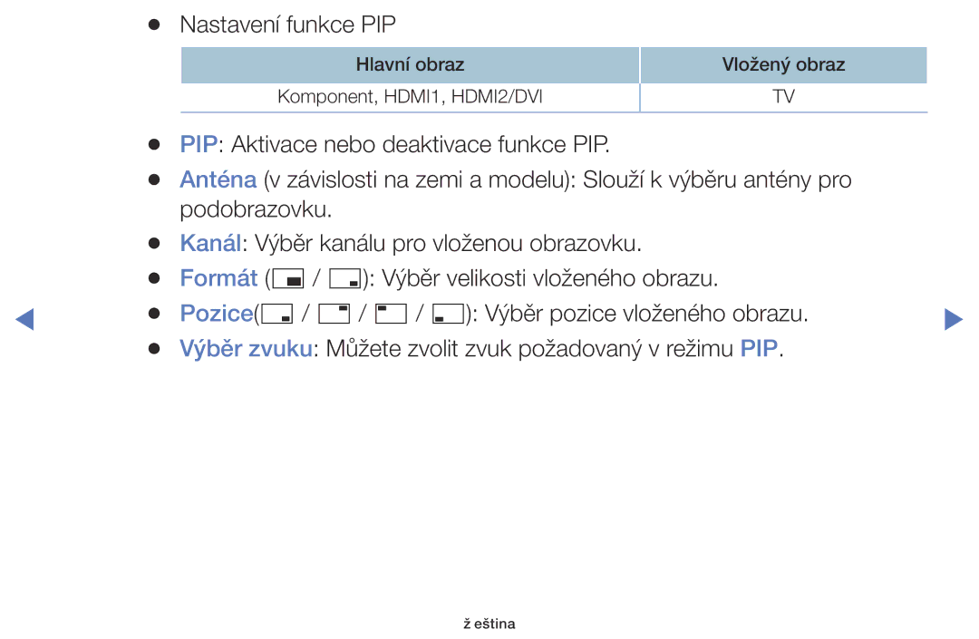 Samsung UE32K5102AKXBT, UE55K5102AKXBT, UE32K4102AKXBT, UE40K5102AKXBT, UE49K5102AKXBT, UE40K5103AKXBT Nastavení funkce PIP 