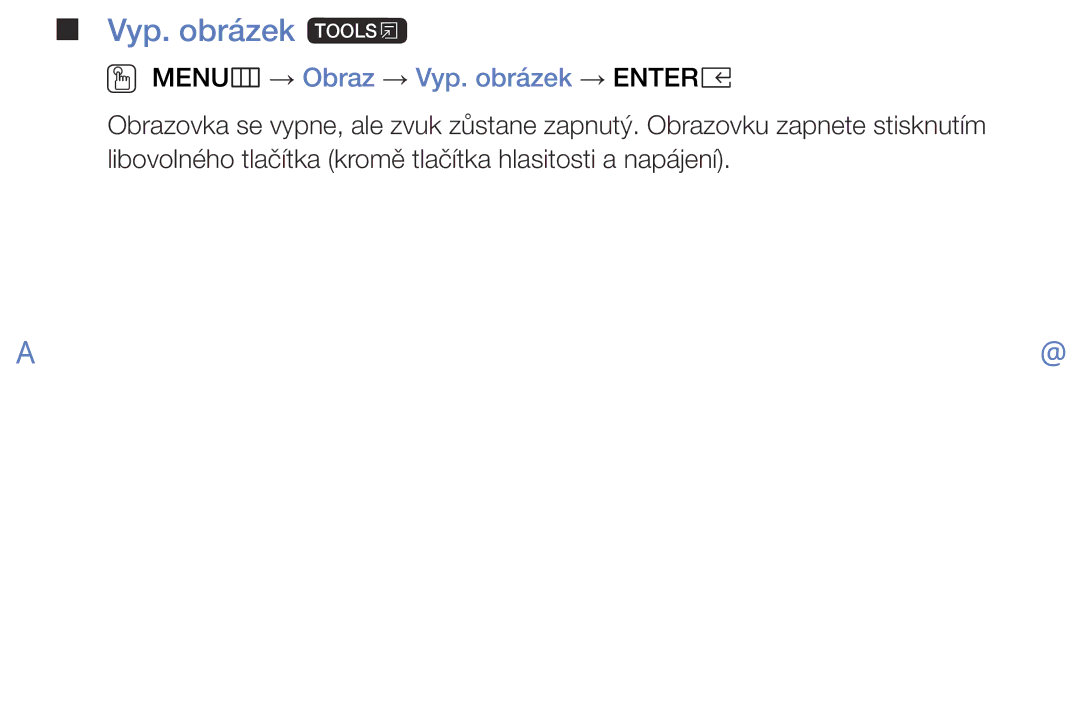 Samsung UE49K5102AKXBT, UE55K5102AKXBT, UE32K4102AKXBT manual Vyp. obrázek t, OO MENUm → Obraz → Vyp. obrázek → Entere 