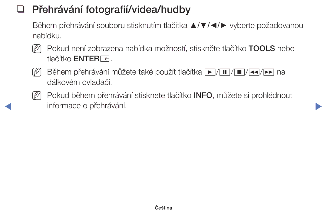 Samsung UE32K5102AKXBT, UE55K5102AKXBT, UE32K4102AKXBT, UE40K5102AKXBT, UE49K5102AKXBT manual Přehrávání fotografií/videa/hudby 