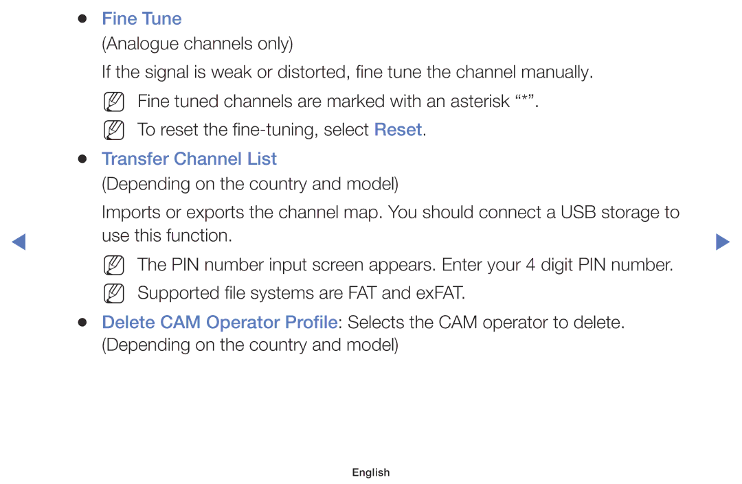 Samsung UE55K5102AKXXH, UE40K5102AKXXH, UE32K4102AKXXH, UE32K5102AKXXH, UE55K5102AKXBT manual Fine Tune, Transfer Channel List 