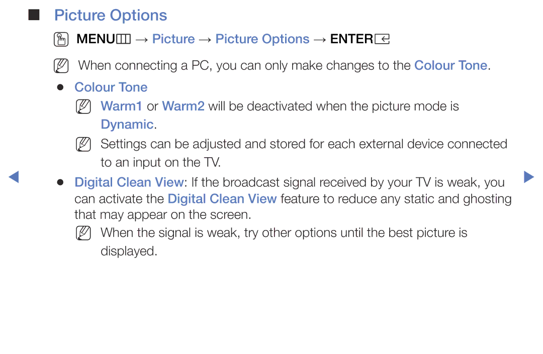 Samsung UE49K5102AKXBT, UE55K5102AKXXH manual OO MENUm → Picture → Picture Options → Entere, Colour Tone, Dynamic 