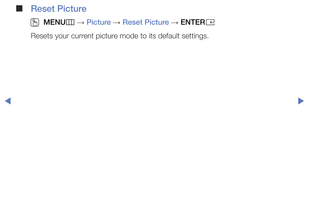 Samsung UE40K5102AKXXH, UE55K5102AKXXH, UE32K4102AKXXH, UE32K5102AKXXH manual OO MENUm → Picture → Reset Picture → Entere 