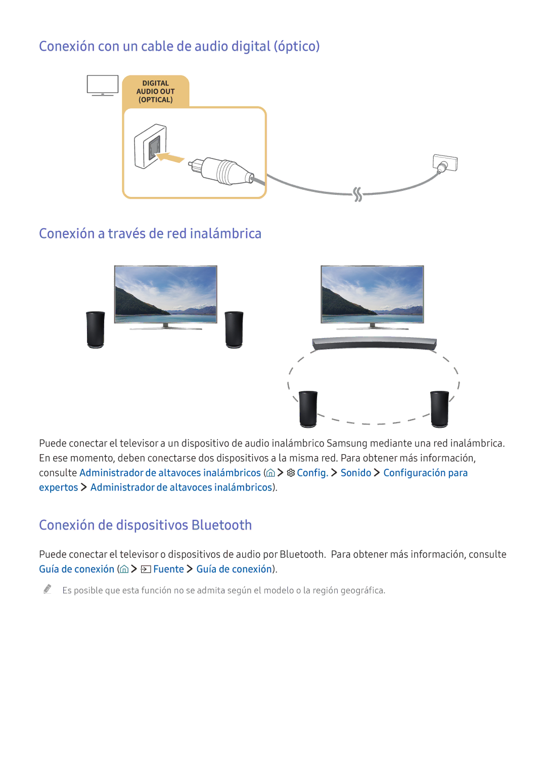 Samsung UE55K5500AKXXC, UE55K5570SUXZG manual Conexión de dispositivos Bluetooth, Guía de conexión Fuente Guía de conexión 