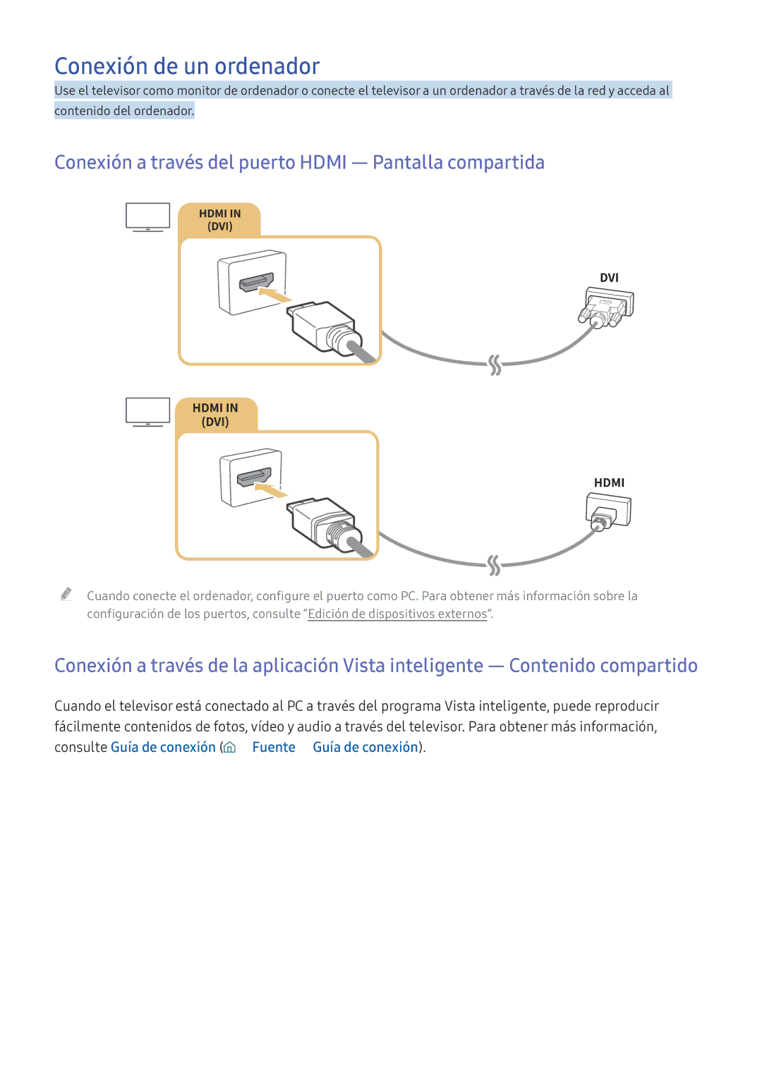 Samsung UE32K5570SUXXC, UE55K5570SUXZG Conexión de un ordenador, Conexión a través del puerto Hdmi ― Pantalla compartida 