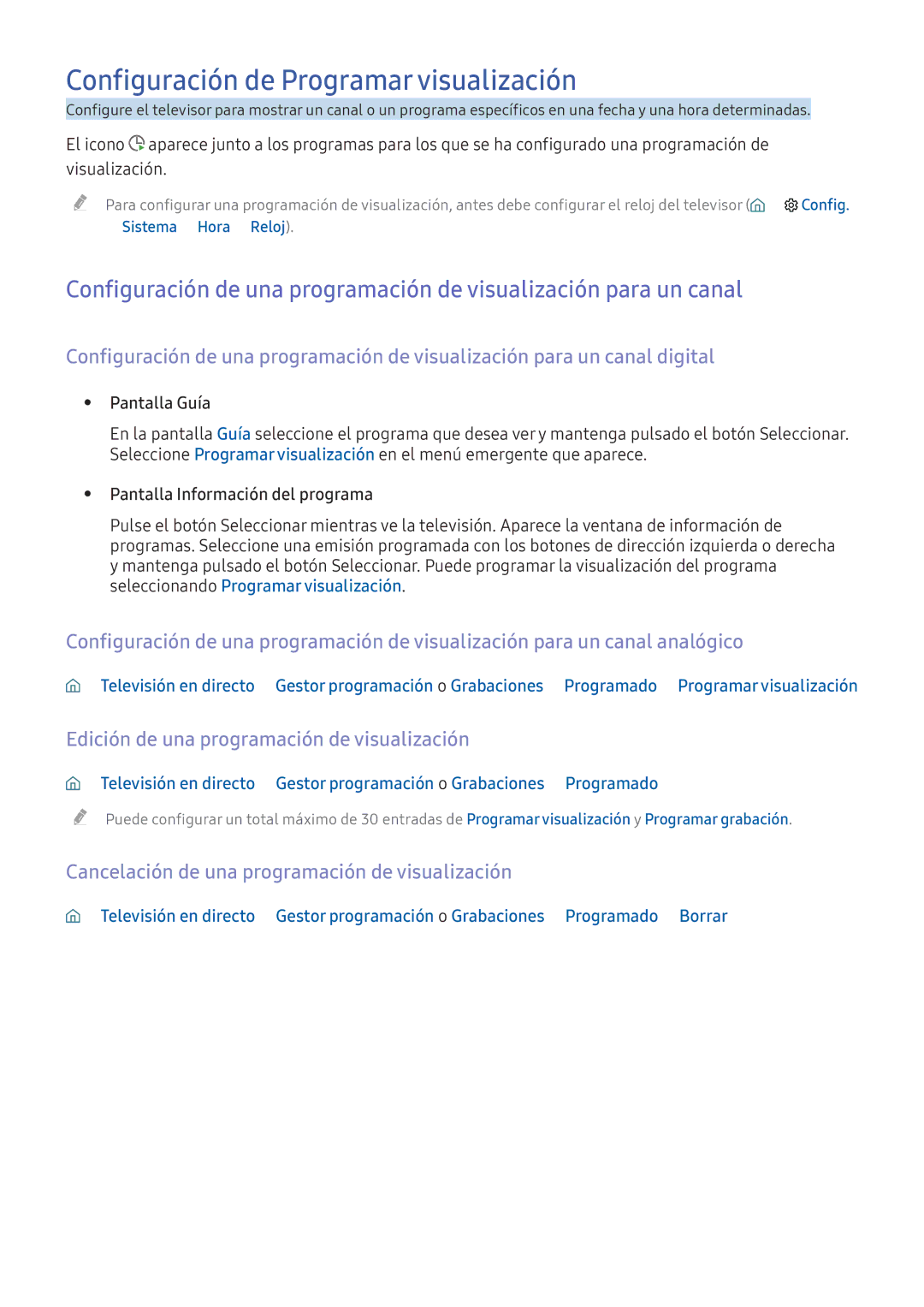 Samsung UE49K5500AKXXC manual Configuración de Programar visualización, Edición de una programación de visualización 