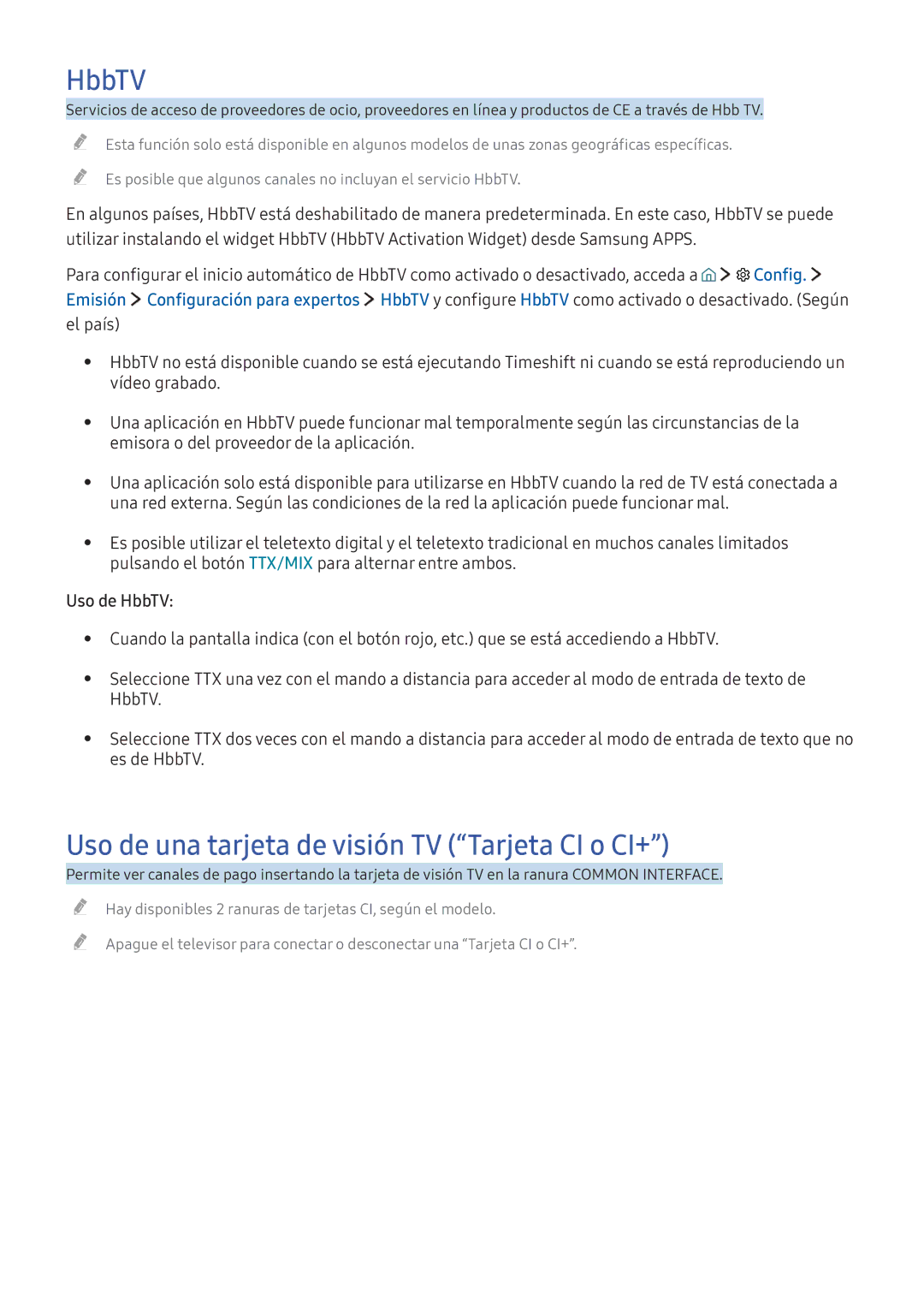 Samsung UE40K5570SUXXC, UE55K5570SUXZG, UE40K6300AKXXC manual HbbTV, Uso de una tarjeta de visión TV Tarjeta CI o CI+ 
