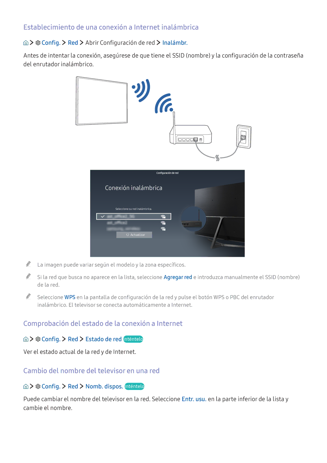 Samsung UE55K6300AKXXC Establecimiento de una conexión a Internet inalámbrica, Cambio del nombre del televisor en una red 