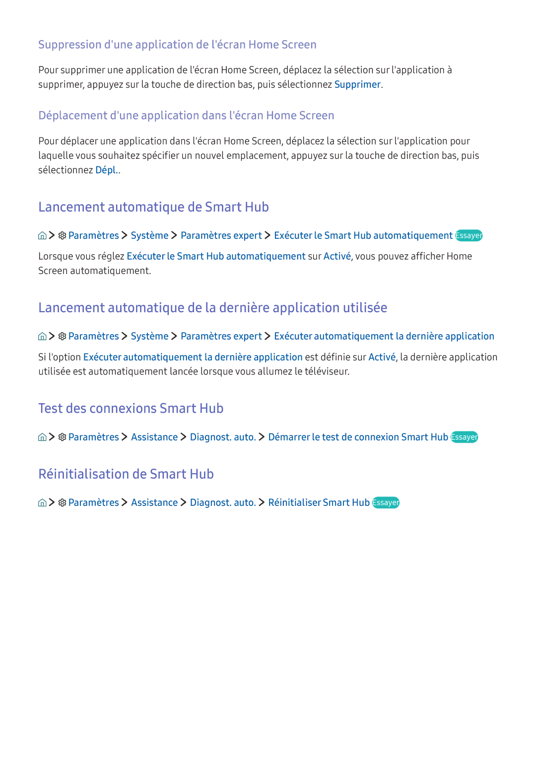 Samsung UE49K5500AKXZF manual Lancement automatique de Smart Hub, Lancement automatique de la dernière application utilisée 