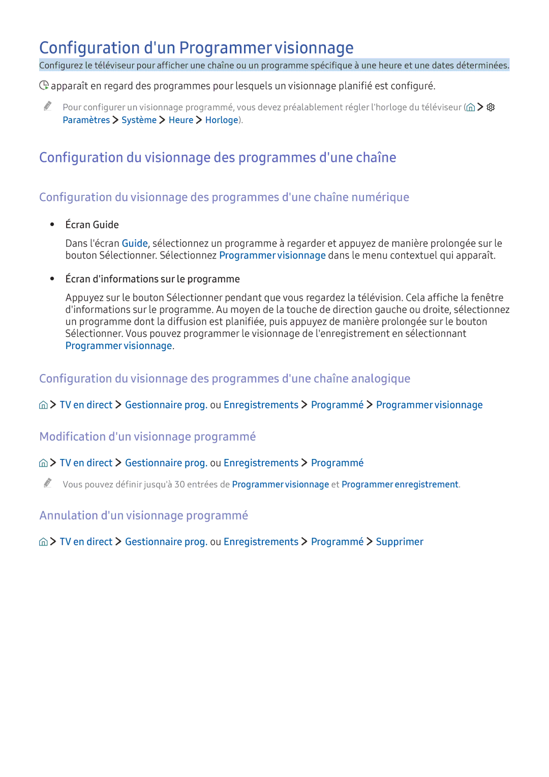 Samsung UE32K5600AKXZF Configuration dun Programmer visionnage, Configuration du visionnage des programmes dune chaîne 