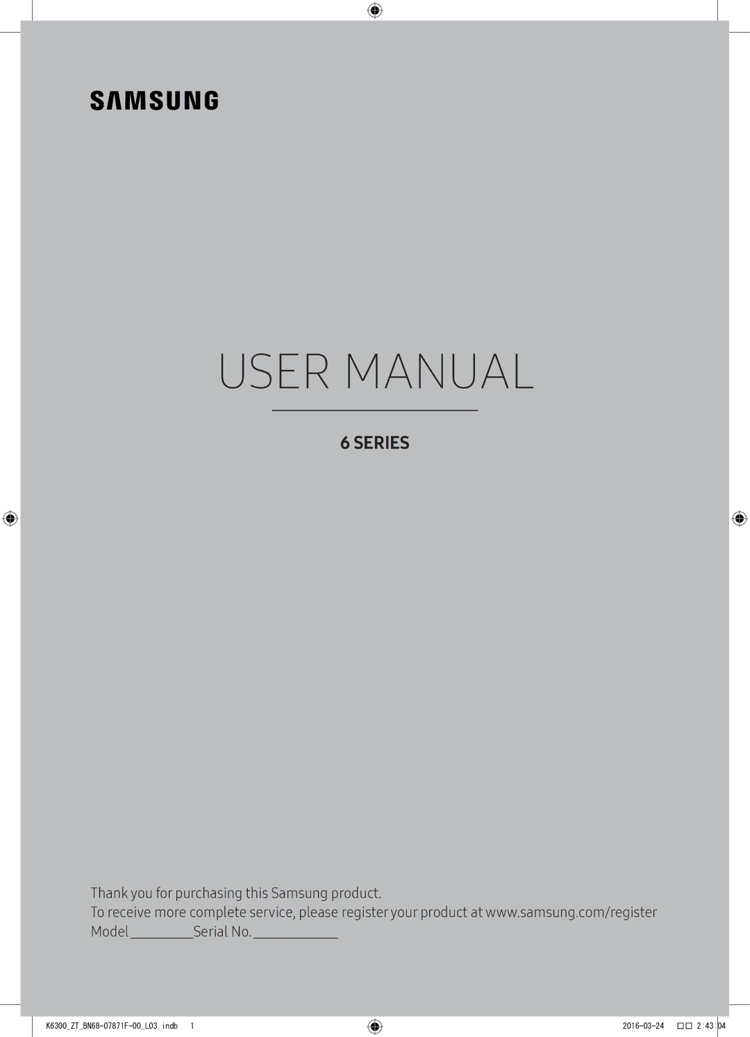 Samsung UE40K6300AKXZT, UE55K6300AKXZT, UE49K6300AKXZT manual Series 