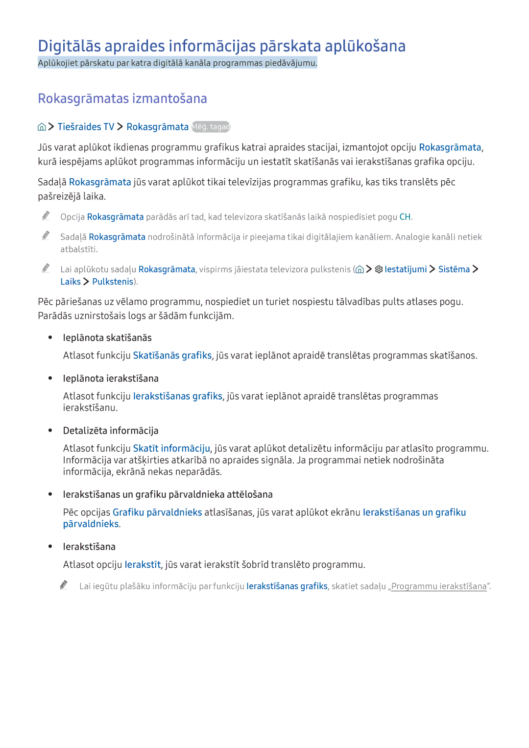 Samsung UE40K6372SUXXH, UE55K6300AWXXH manual Digitālās apraides informācijas pārskata aplūkošana, Rokasgrāmatas izmantošana 